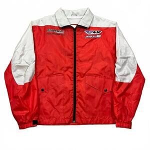 Vintage Fly Racing BMX Red Full Zip Windbreaker Jacket Size Small